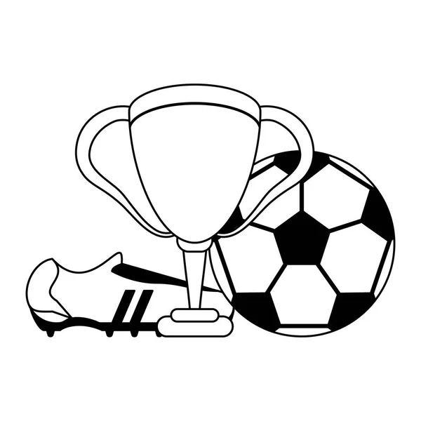 Soccer game sport in black and white — Stock Vector