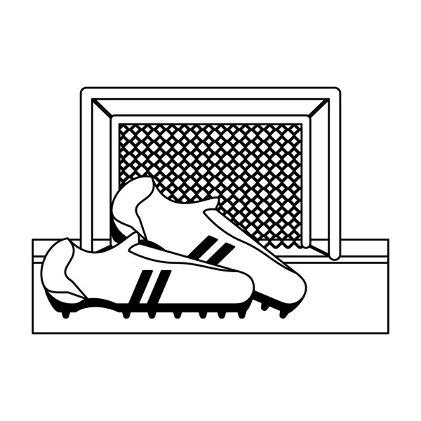 Jeu de football sport en noir et blanc — Image vectorielle
