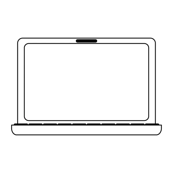 Ordinateur portable en noir et blanc — Image vectorielle