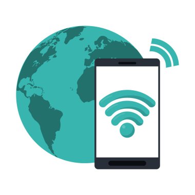Wi-Fi ve dünya sembolü ile Smartphone