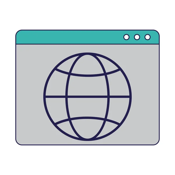 Sitio web con símbolo de esfera global — Vector de stock