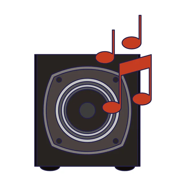 带音符的音乐扬声器 — 图库矢量图片