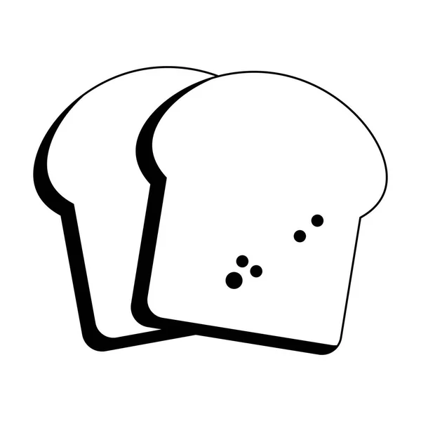 黒と白で分離されたパンのスライス食品 — ストックベクタ