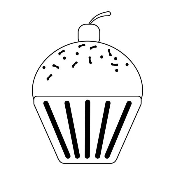 Dessert Cupcake en noir et blanc — Image vectorielle