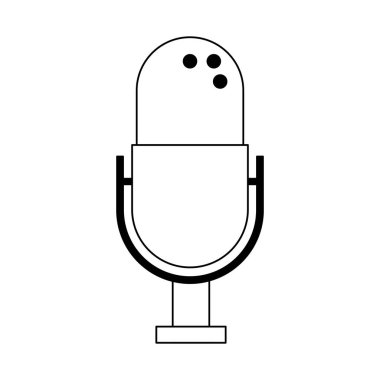 Vintage mikrofon sembol siyah beyaz