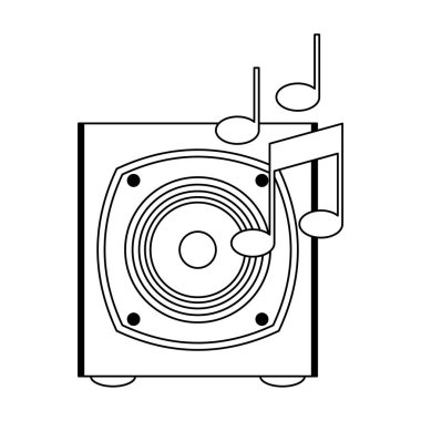 Müzik konuşmacı notları siyah ve beyaz ile