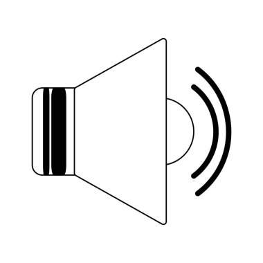Siyah-beyaz izole megafon müzik simgesi