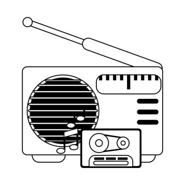 Eski radyo stereo kaset siyah ve beyaz ile
