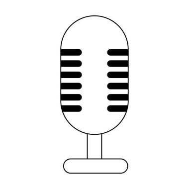 Vintage mikrofon sembol siyah beyaz