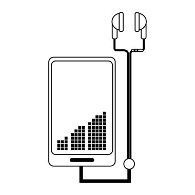 Müzik ve kulaklık siyah ve beyaz ile Smartphone