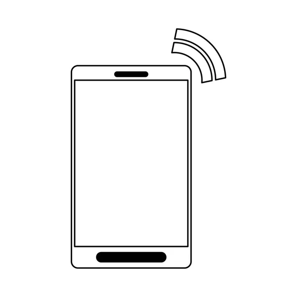 Smartphone mit Wifi-Internet-Symbol in schwarz-weiß — Stockvektor