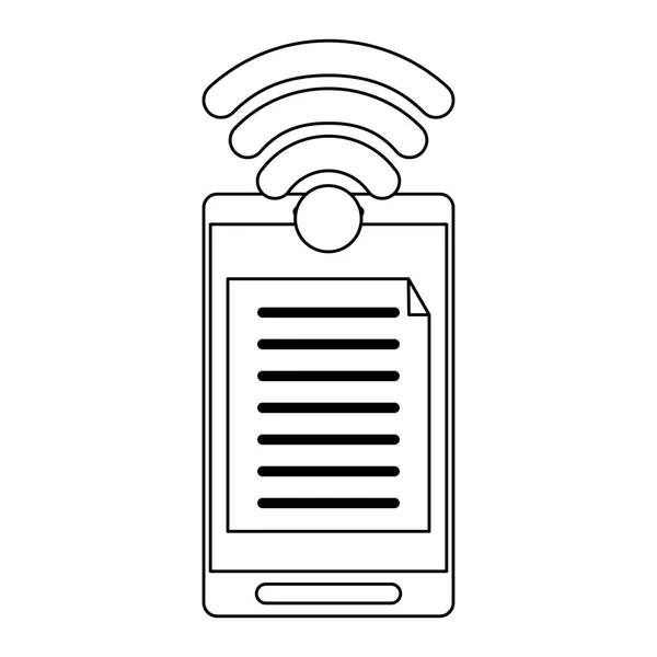Документ музики смартфона з символом Wi-Fi в чорно-білому — стоковий вектор