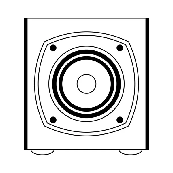 Altavoz de música aislado en blanco y negro — Vector de stock