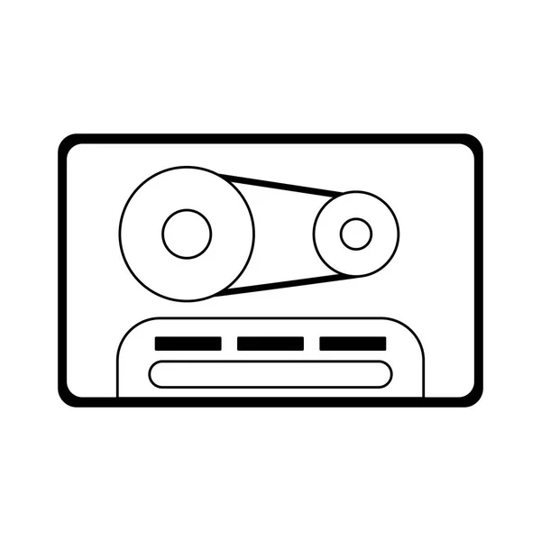 Símbolo vintage de cassette musical en blanco y negro — Archivo Imágenes Vectoriales