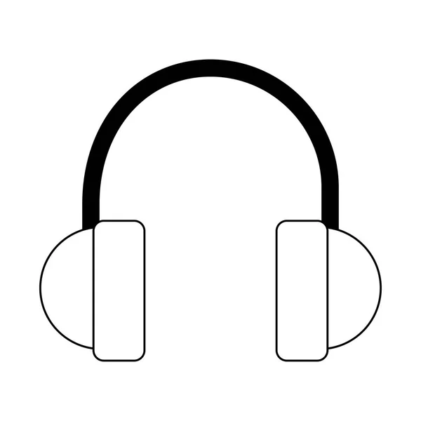 Musik-Kopfhörer-Gerät in schwarz-weiß — Stockvektor