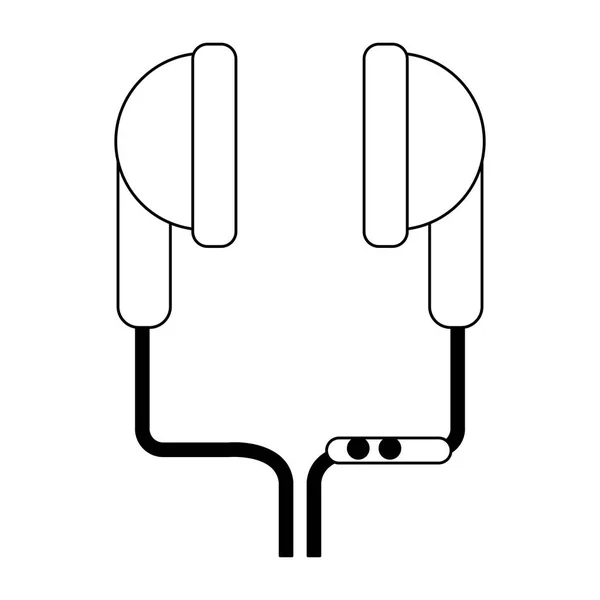Musikenhet hörlurar i svart och vitt — Stock vektor