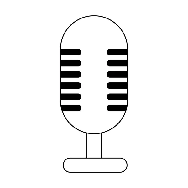 Symbole de microphone vintage en noir et blanc — Image vectorielle