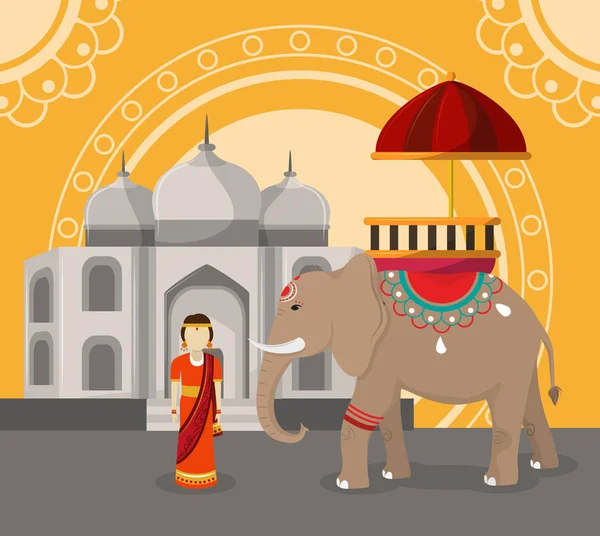 Hindistan seyahat ve kültür — Stok Vektör