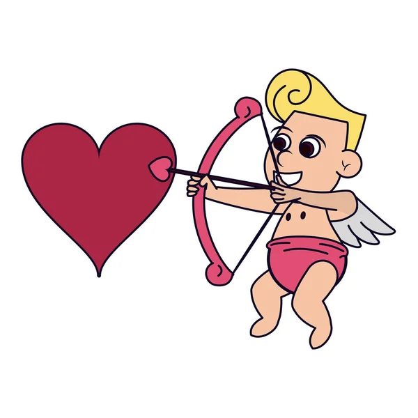 Cupid with harp and heart — Stock Vector