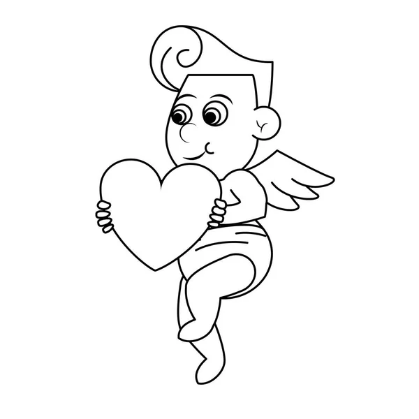 Cupidon avec coeur — Image vectorielle