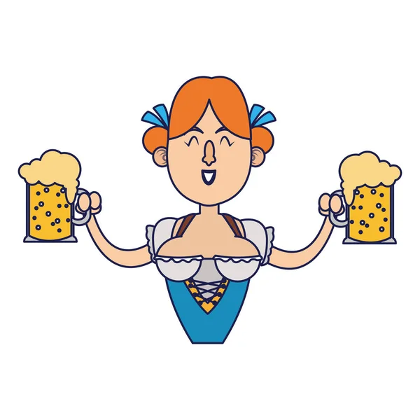 Mulher bávara oktoberfest desenhos animados — Vetor de Stock