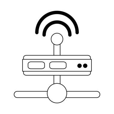 sunucu ile wifi teknoloji siyah beyaz