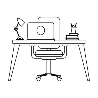 İş ve office öğeleri siyah beyaz