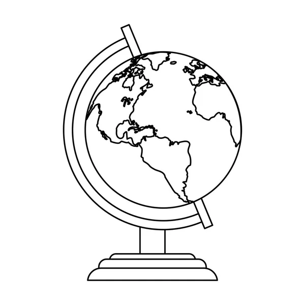 Mundo globo símbolo en blanco y negro — Vector de stock