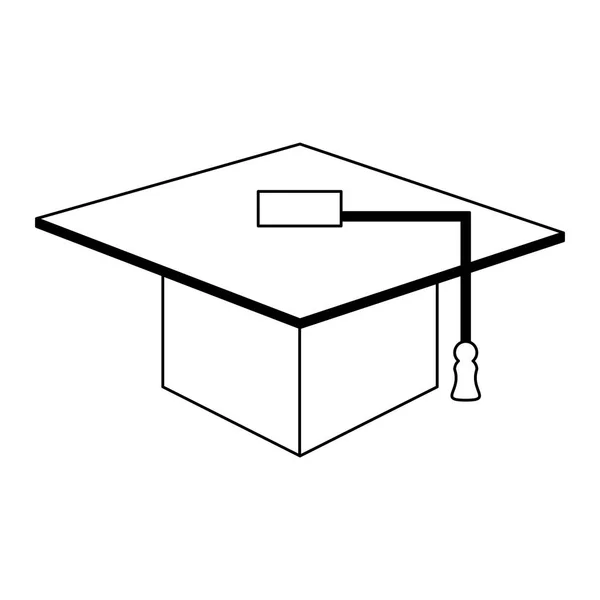 Símbolo de la educación gorra de graduación en blanco y negro — Vector de stock