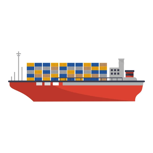 Boot van het vrachtschip met containers — Stockvector