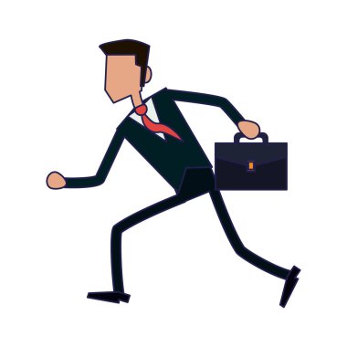 Evrak çantası mavi çizgilerle çalıştıran iş adamı