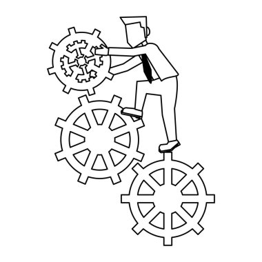 Gears'ı siyah ve beyaz olarak işadamı