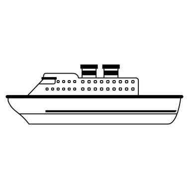 Cruise gemi tekne siyah ve beyaz