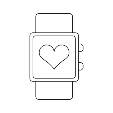 SmartWatch kardiyo sembol siyah ve beyaz