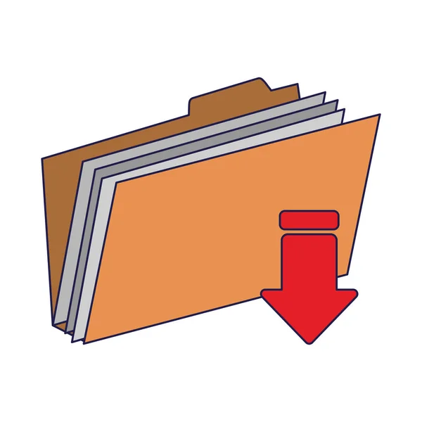 Dossier téléchargement de fichiers lignes bleues — Image vectorielle