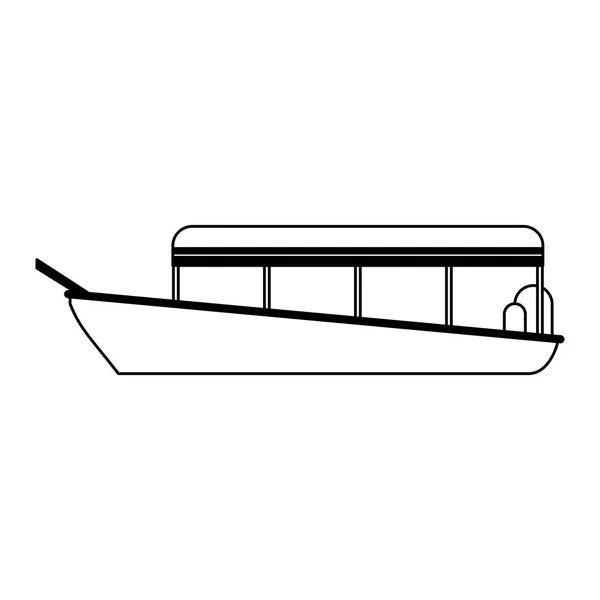 Ship fish boat symbol black and white — Stock Vector