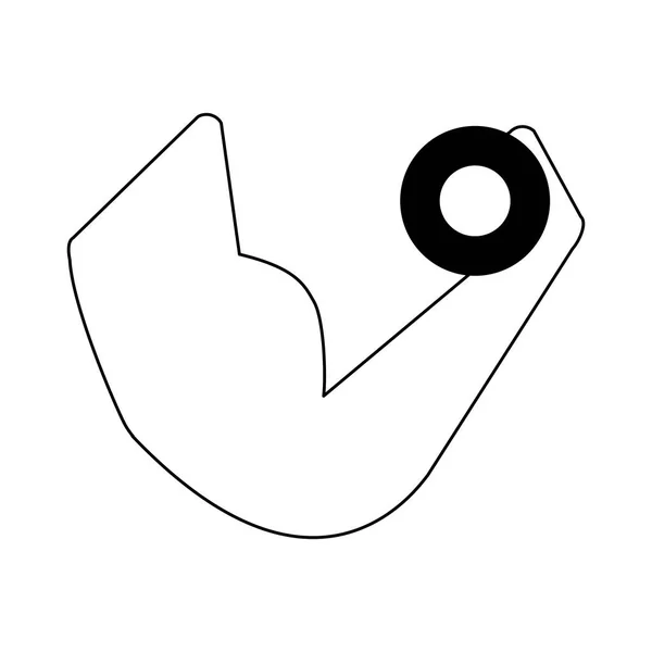 Bras avec haltère noir et blanc — Image vectorielle
