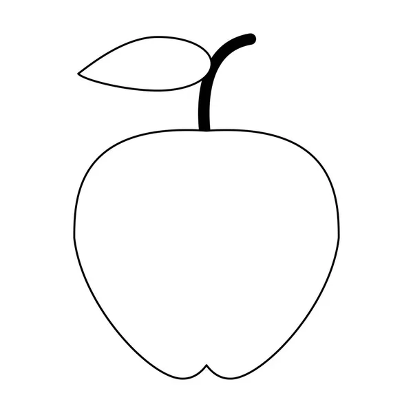 Manzana fruta símbolo aislado blanco y negro — Vector de stock