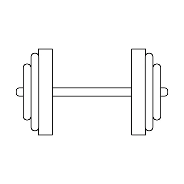 Haltères équipement de gymnastique isolé noir et blanc — Image vectorielle
