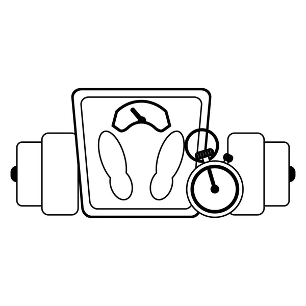 Fitness et mode de vie sain noir et blanc — Image vectorielle