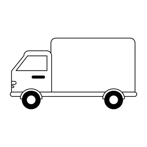 Delivery cargo truck vehicle black and white — Stock Vector