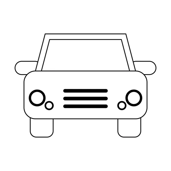 Vista frontal del vehículo de coche aislado en blanco y negro — Vector de stock