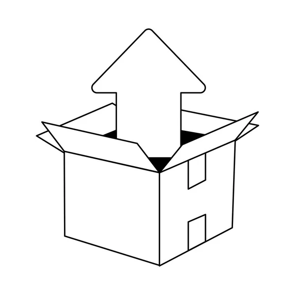 Box öffnen Hochladen von Dateien schwarz / weiß — Stockvektor