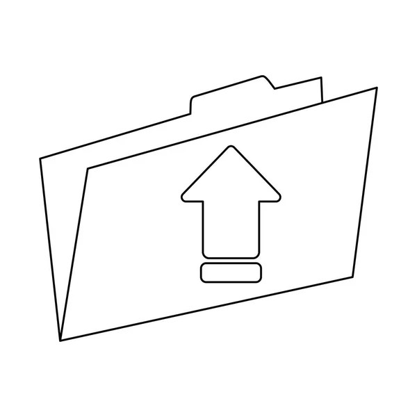 Cartella di caricamento dei file simbolo in bianco e nero — Vettoriale Stock