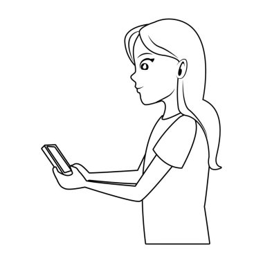 Genç kadın çizgi film