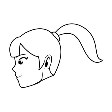 Genç kadın yüz çizgi film