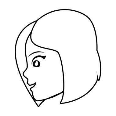 Genç kadın yüz çizgi film