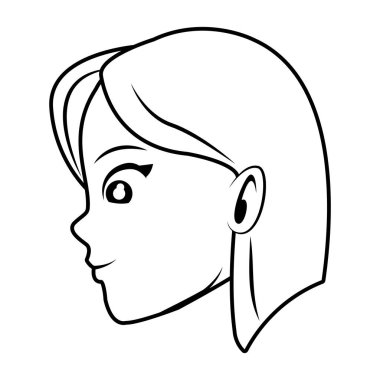 Genç kadın yüz çizgi film