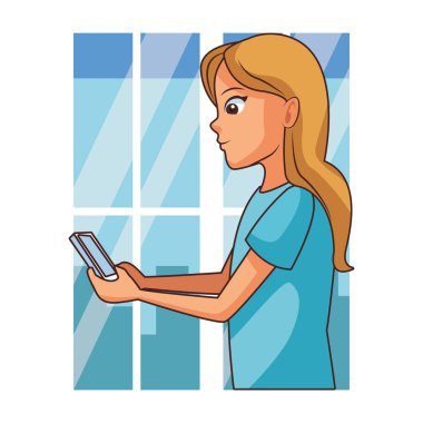 Genç kadın çizgi film