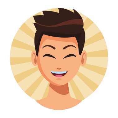 Genç adam yüz çizgi film